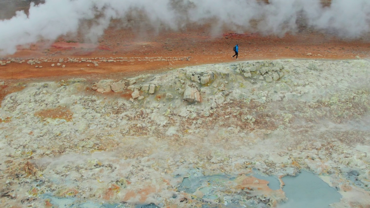 Myvatn湖附近Hverir地热区的蒸汽喷孔。冰岛视频素材