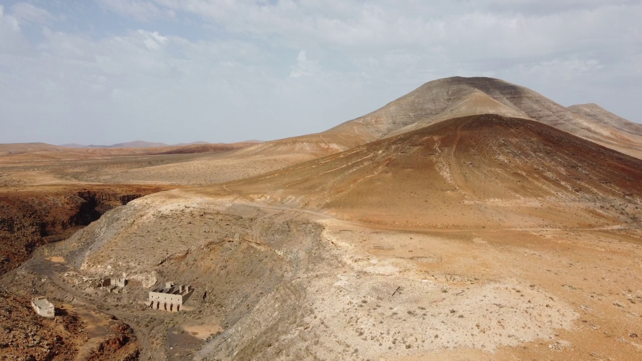 富埃特文图拉岛的沙漠和火山景观鸟瞰图。视频素材