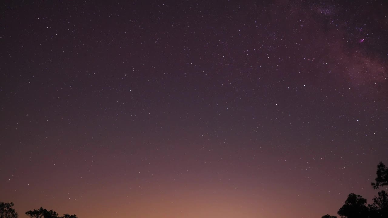 清晨升起的银河伴随着流星，时间流逝视频素材