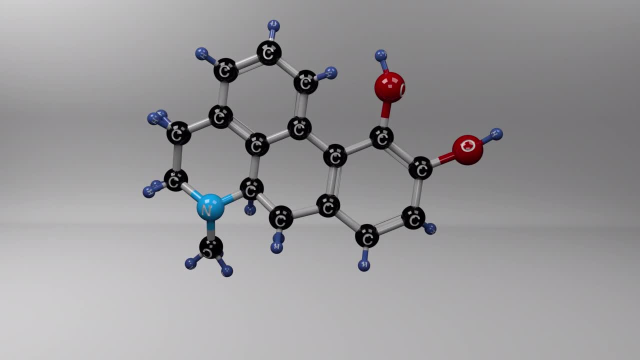 阿朴吗啡分子。视频素材