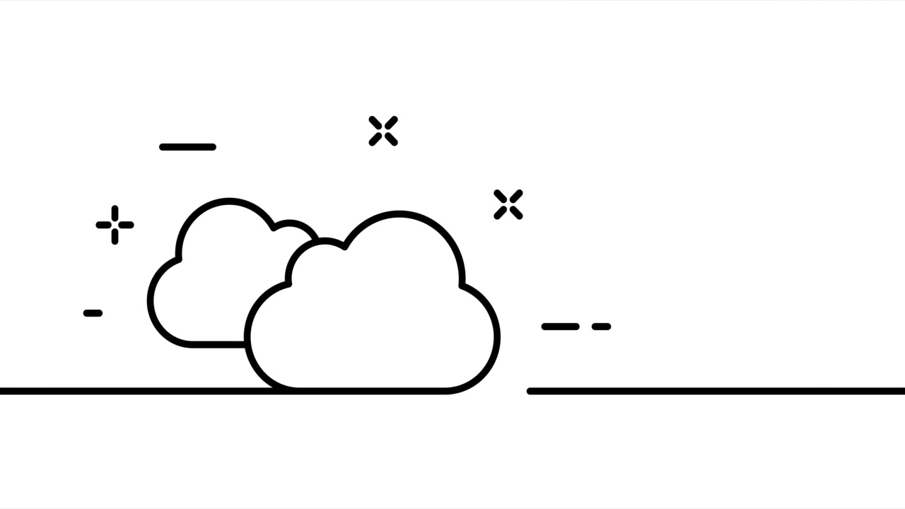 云。多云、阴天、天空、天气状况。自然的概念。一条线绘制动画。运动设计。动画技术的标志。视频4 k视频素材