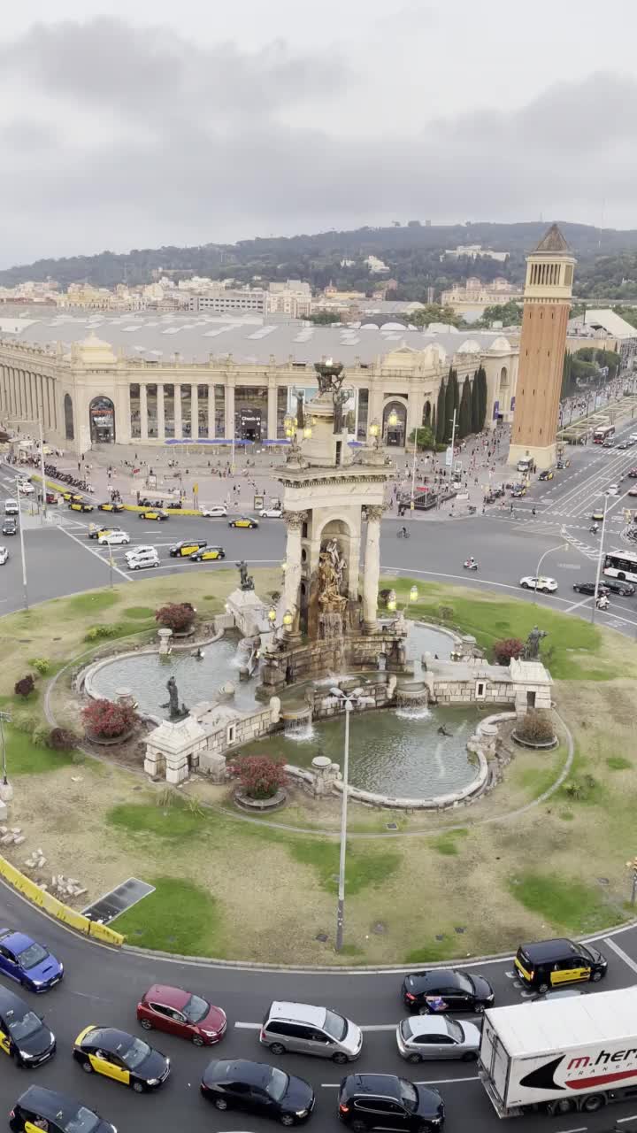 广场España空中俯瞰巴塞罗那加泰罗尼亚西班牙垂直视频视频素材