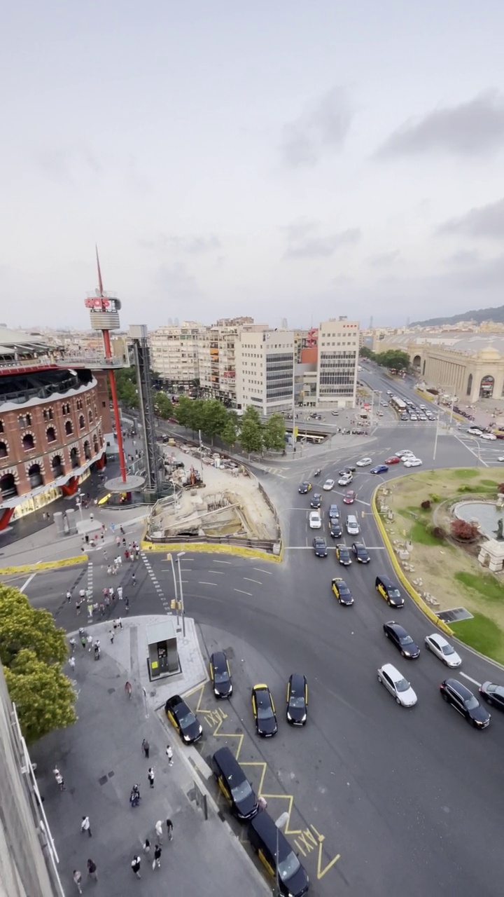 广场España空中俯瞰巴塞罗那加泰罗尼亚西班牙垂直视频视频下载