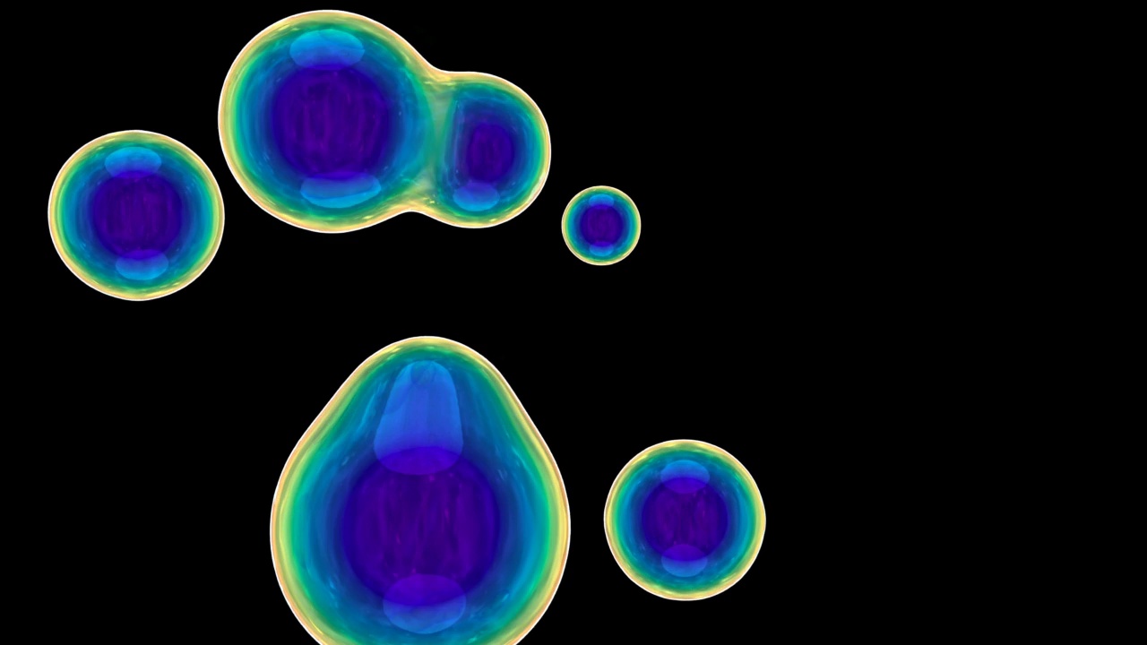 Metaballs球体抽象艺术超现实在黑色4k上的3d风格视频素材