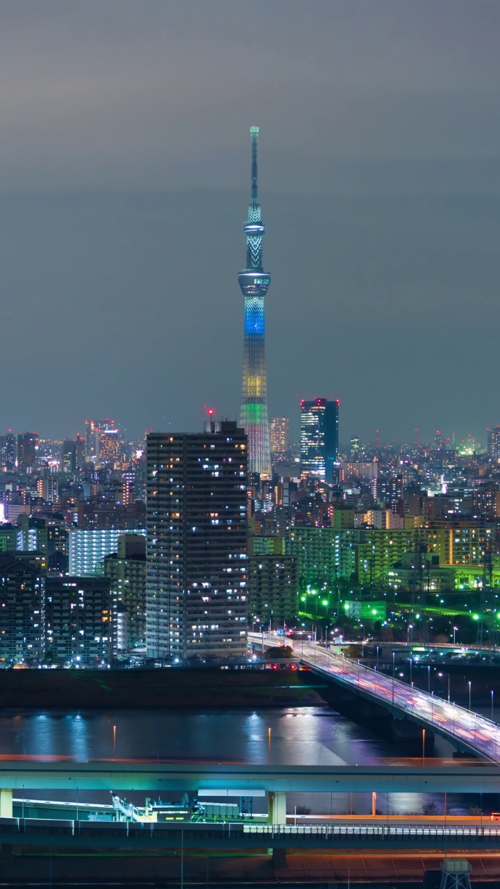 日本东京城市夜景的时间流逝视频素材