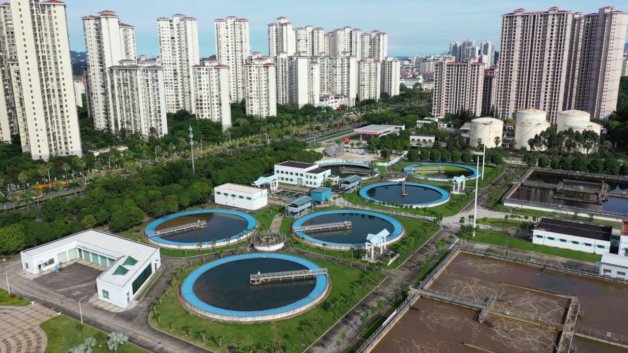 污水处理厂鸟瞰图视频素材