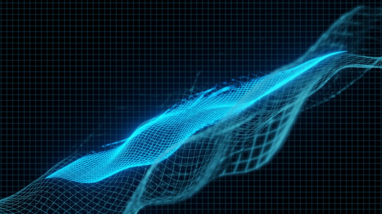 未来数字发光波线粒子技术HUD背景3D渲染视频素材