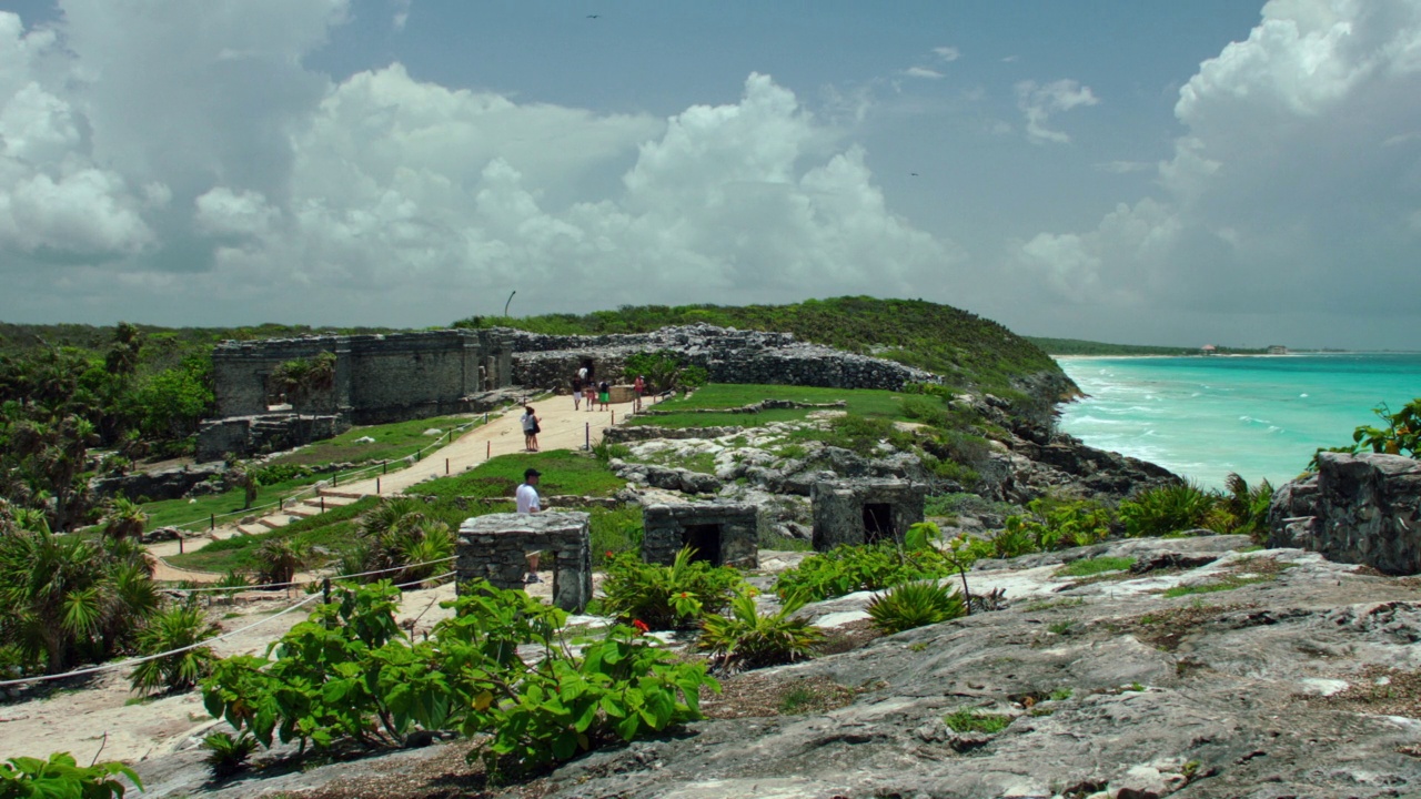 WS PAN玛雅遗址/ Tulum，墨西哥视频素材