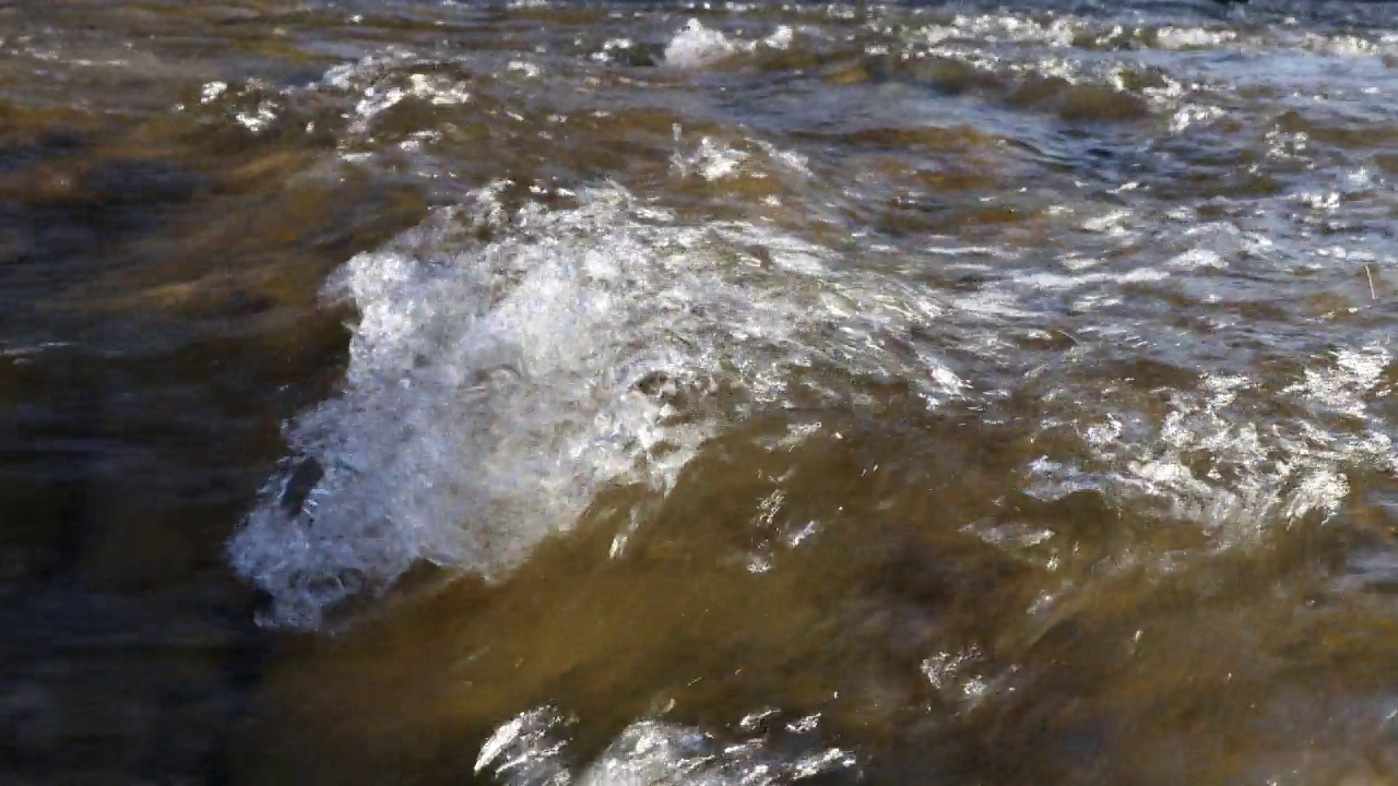 山间河流的流水，特写。视频素材