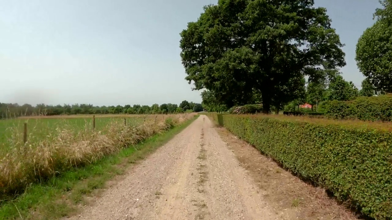 荷兰南林堡Margraten附近的一条风景优美的道路上骑着摩托车行驶视频素材