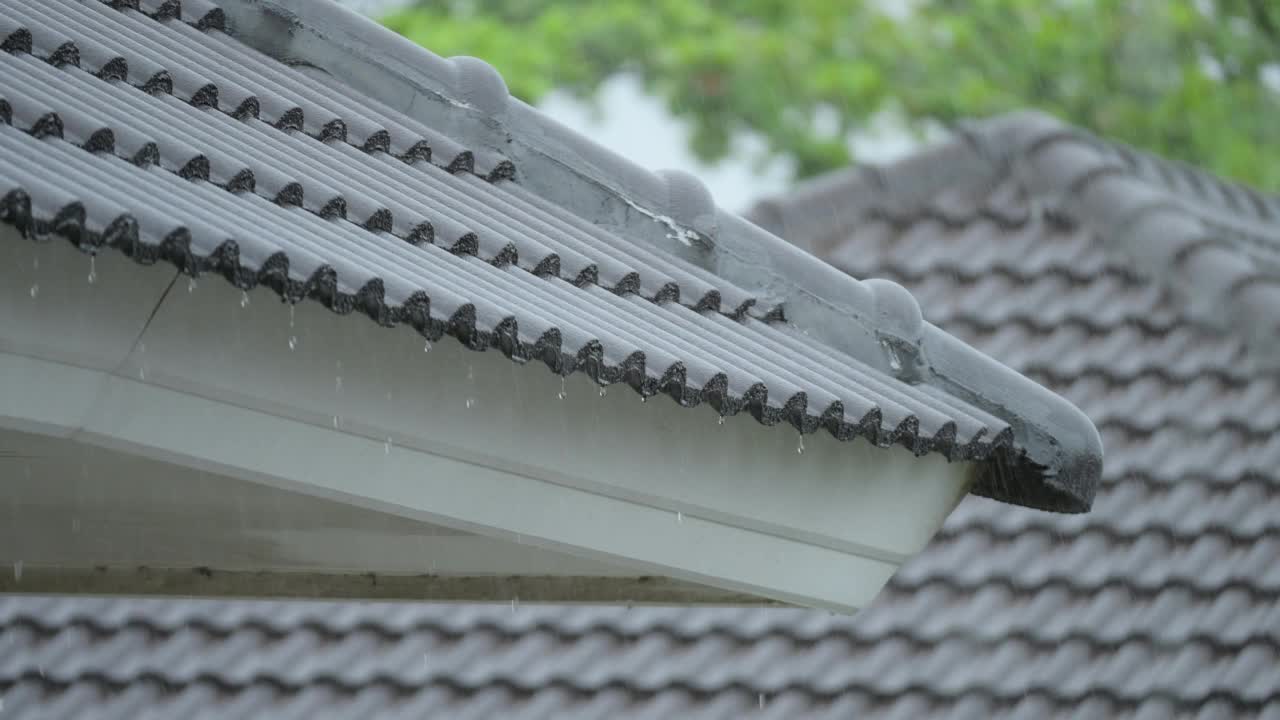 雨季，大雨滂沱，雨水倾盆而下视频素材