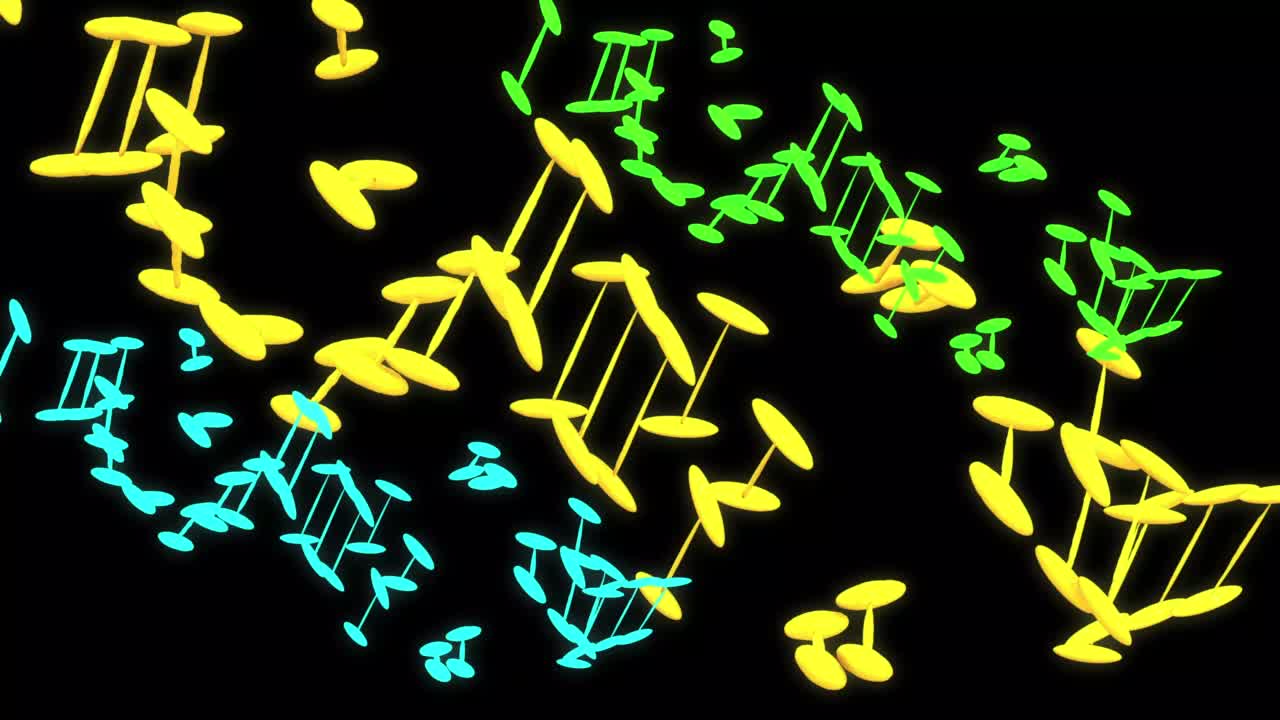 抽象彩色动画DNA。基因操作DNA修复机制基因工程渲染动画。视频素材