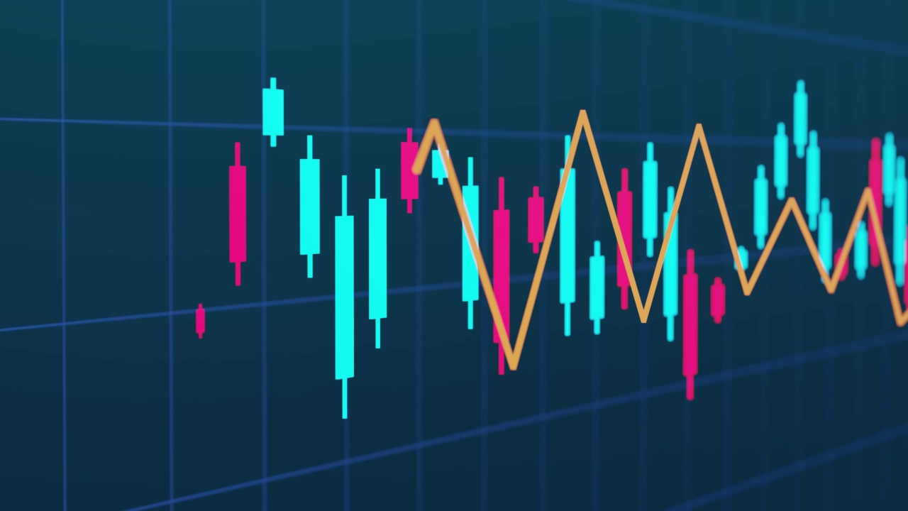 股票市场图形的3D动画。Cryptocurrency图表。高科技风格的图表。金融技术的概念。电子货币。视频素材