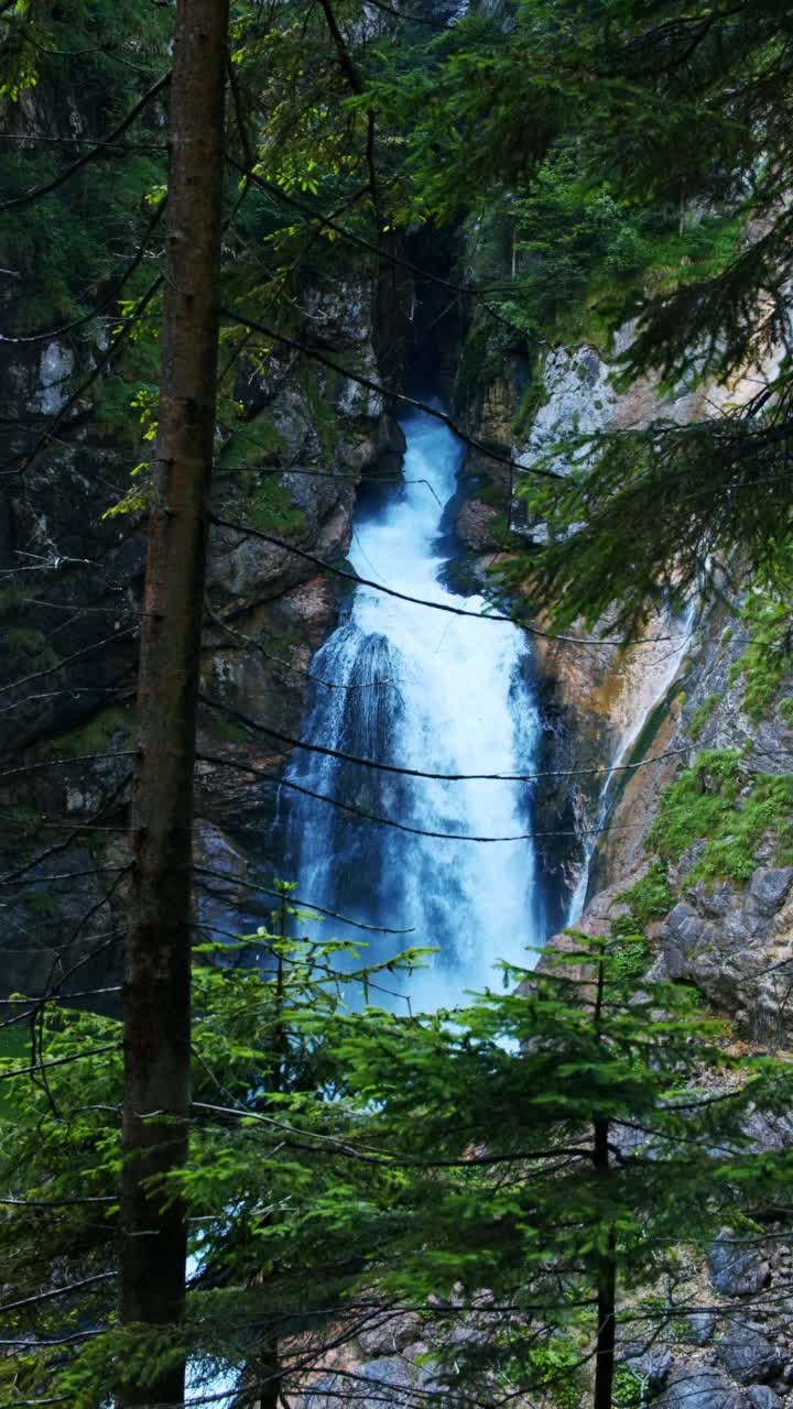 奥地利哈尔施塔特附近的Waldbachstrub Wasserfall视频素材