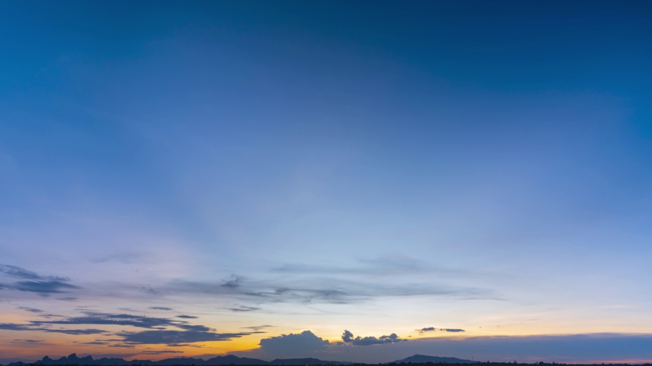 时间流逝黄昏的天空，有云的日落，自然背景，傍晚视频素材