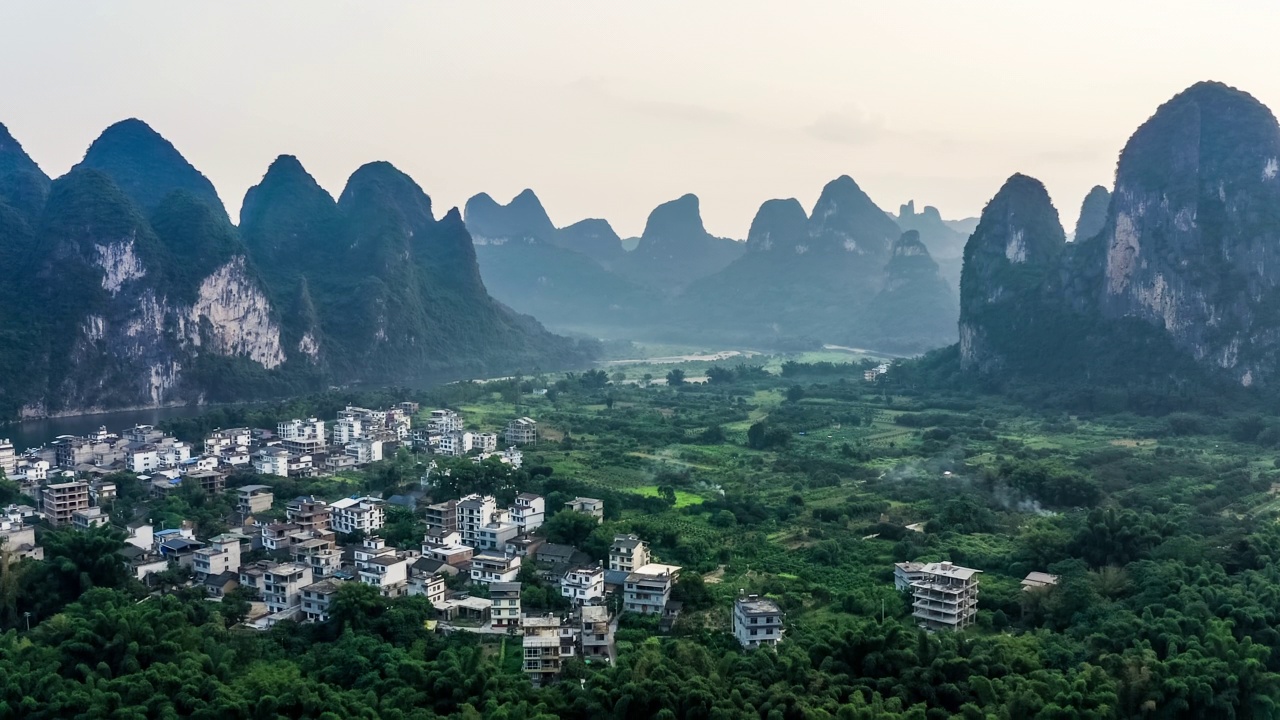 桂林山清水秀，有乡村自然景观视频素材