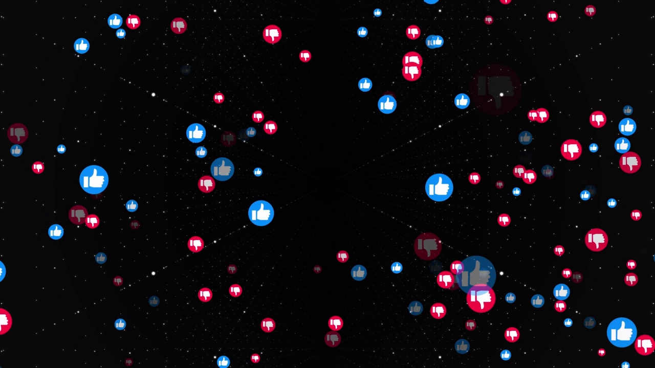4K社交媒体网络喜欢和不喜欢动画图标和技术背景视频素材