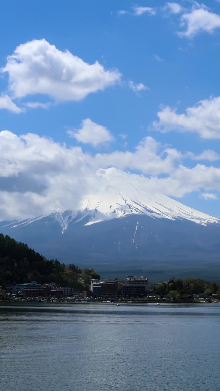 垂直时间流逝的富士山，从日本的川口子湖观看视频素材