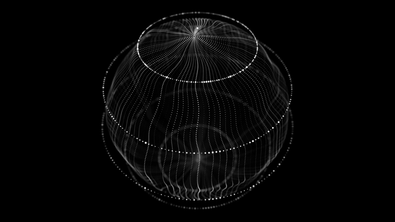 从点网格抽象出三维球体。现代科学技术的现代元素全球数字连接。3 d渲染。视频素材