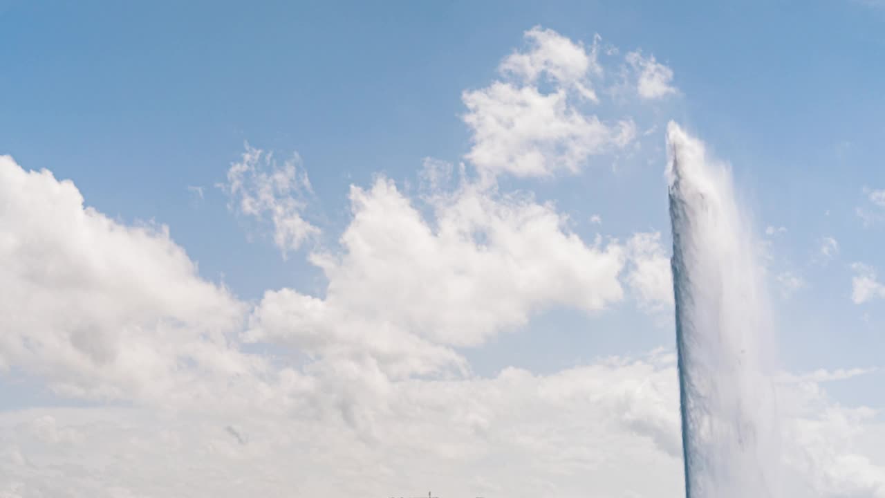 时间流逝的Jet d'Eau，日内瓦，瑞士视频素材