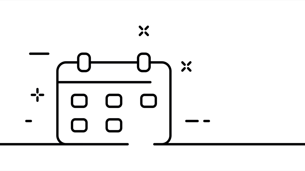 日历。计划，时间表，时间表，事件，日期，日期，工作，工作。经营理念。一条线绘制动画。运动设计。动画技术的标志。视频4 k视频下载