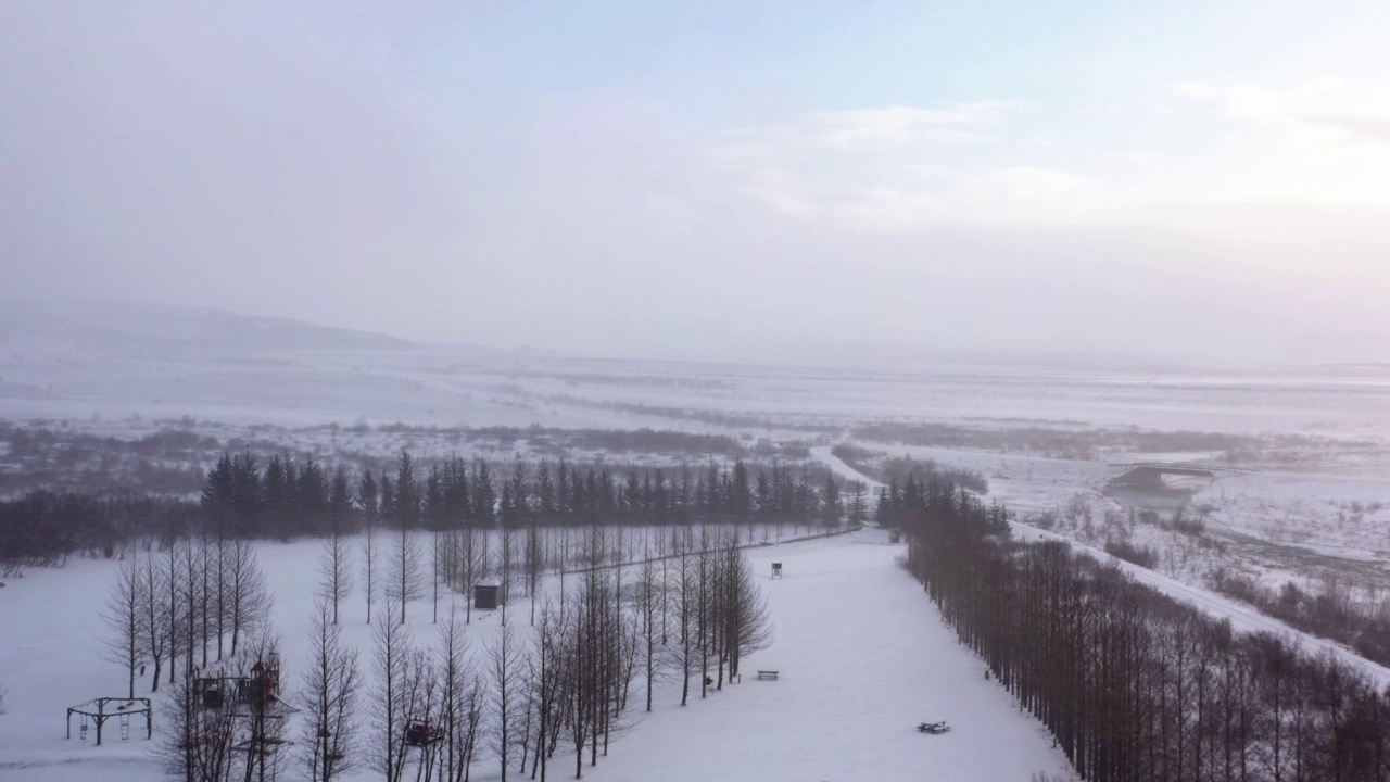 在暴风雪路上行驶的汽车视频素材