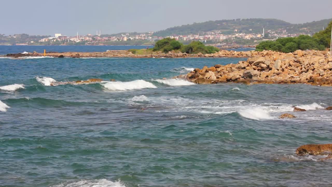 地中海与海浪景观在土耳其-时间流逝视频素材