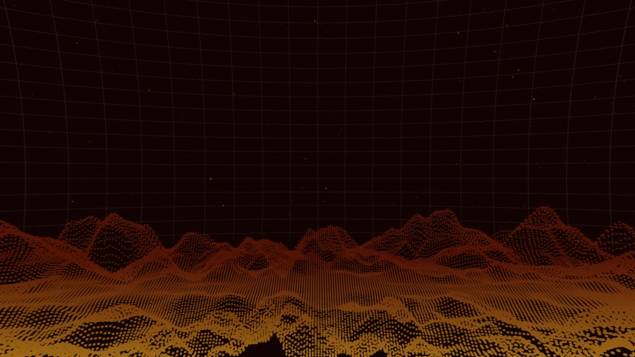 摘要数字网格和恒星与波浪粒子背景4k视频素材