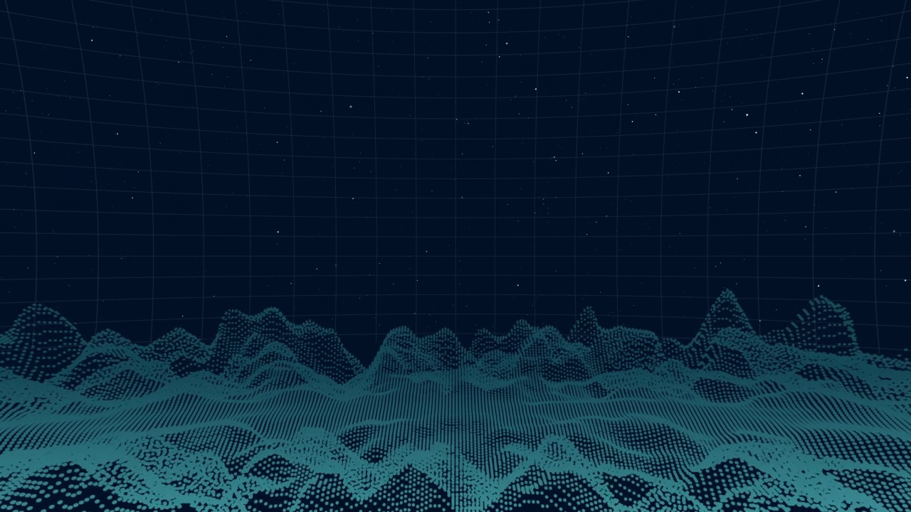 摘要数字网格和恒星与波浪粒子背景4k视频素材