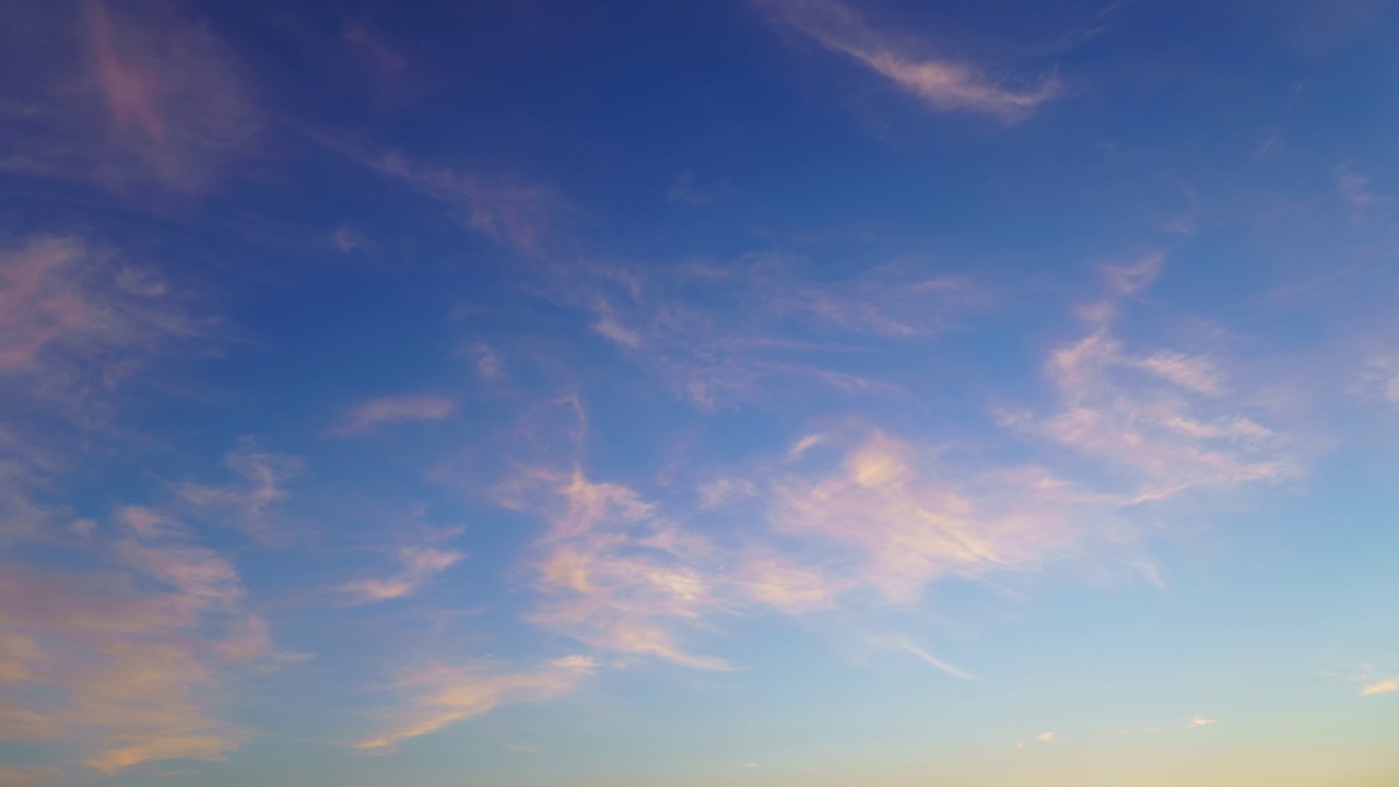 夕阳西下之前，美丽的蓝天和云彩的时间流逝作为一个抽象的背景视频素材