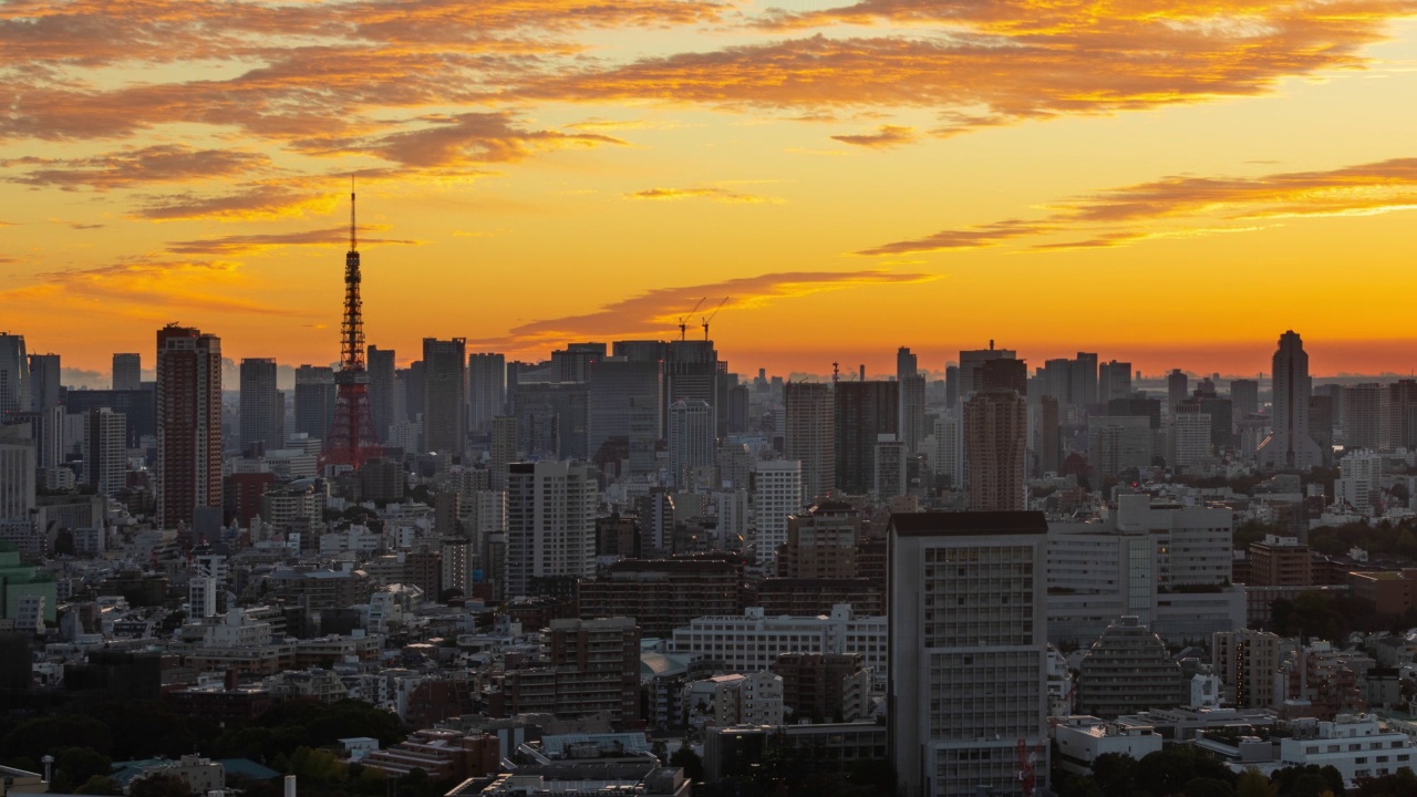 时间流逝，日出时分日本东京视频素材