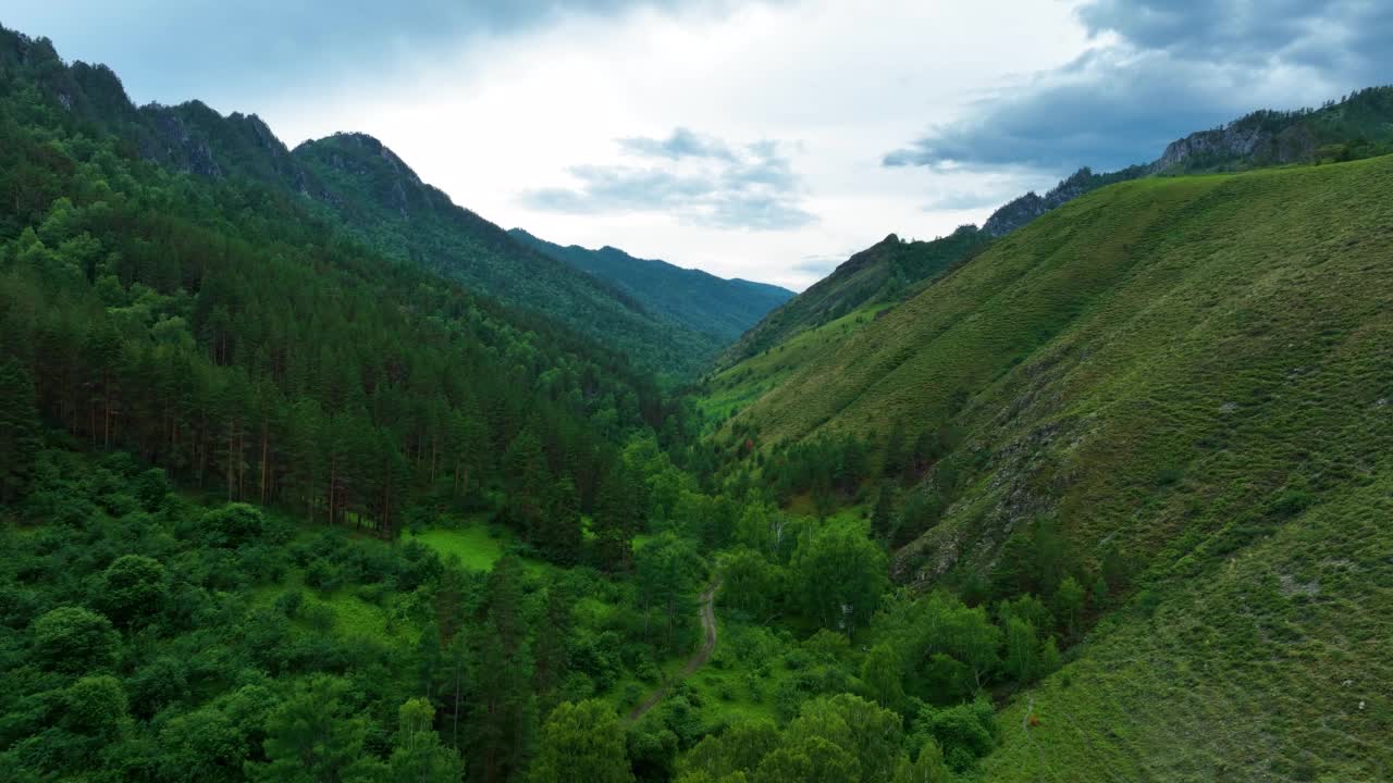 夏季山地景观。鸟瞰图视频素材