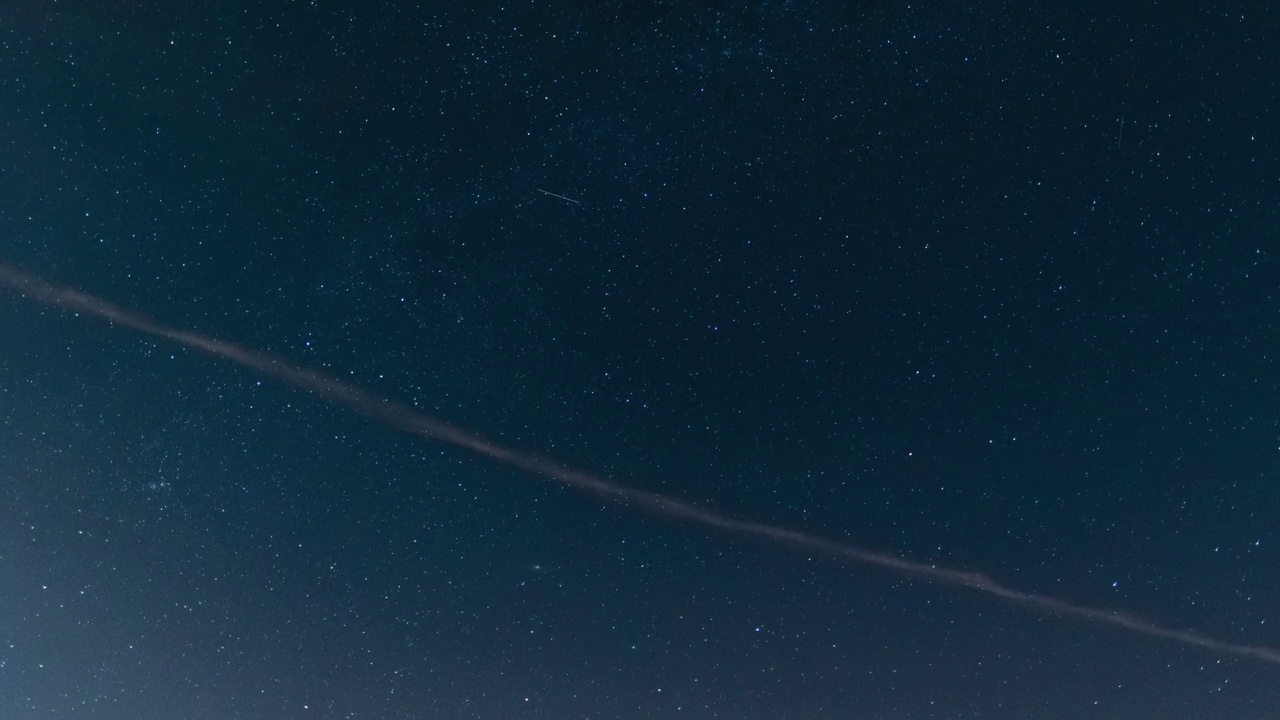 运动中的星空的时间流逝，流星，卫星。云。视频素材