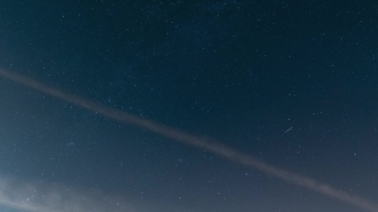 运动中的星空的时间流逝，流星，卫星。云。视频素材