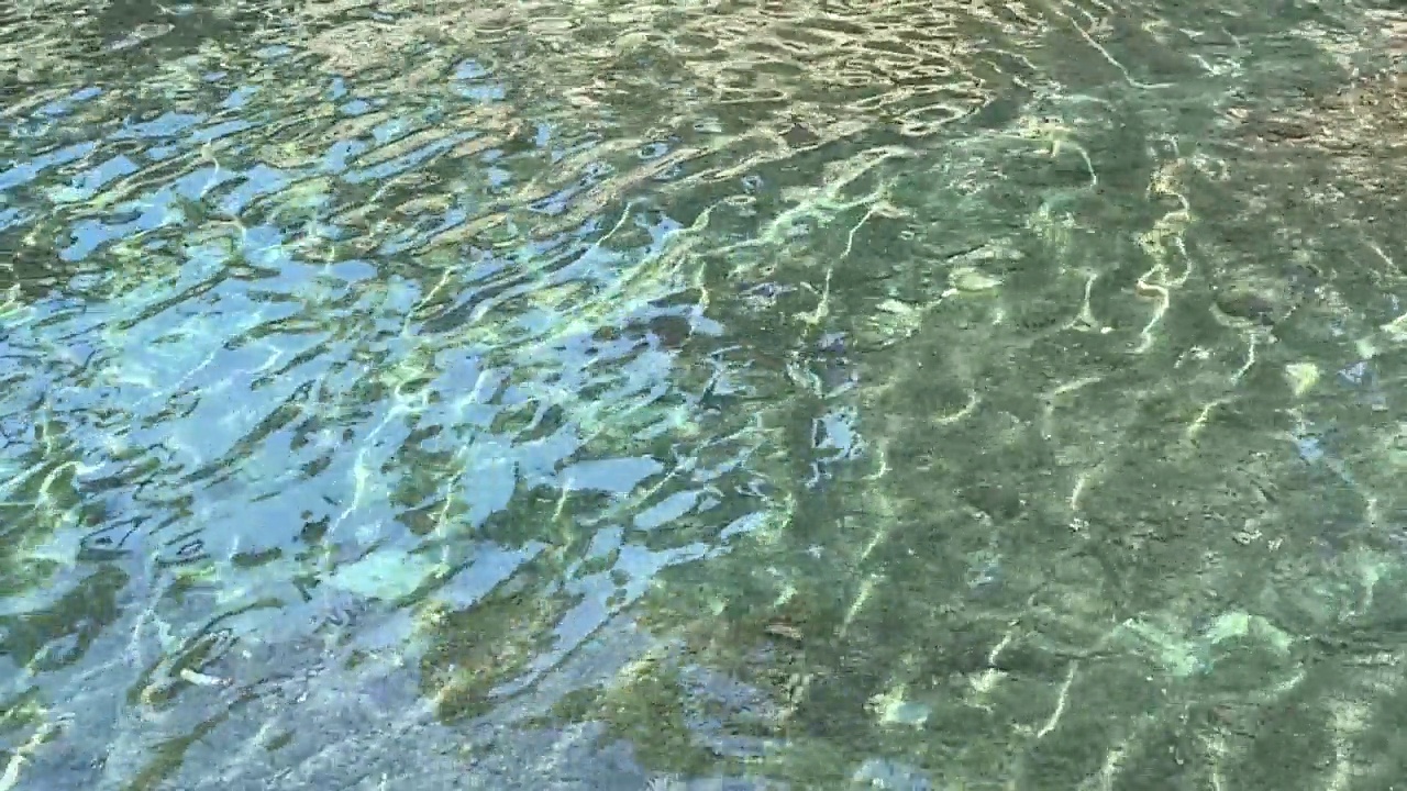 海水清澈闪亮的背景，美丽的闪闪发光的海景。视频素材