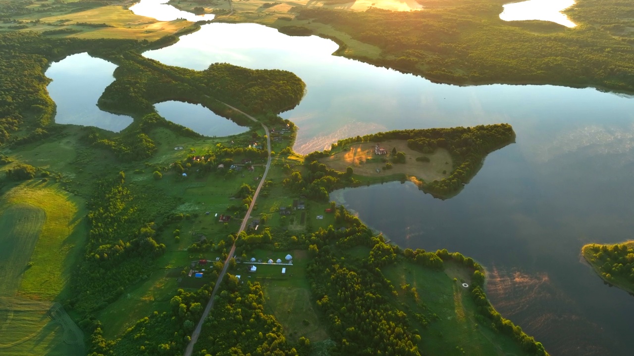 湖光山色，鸟瞰图。视频素材