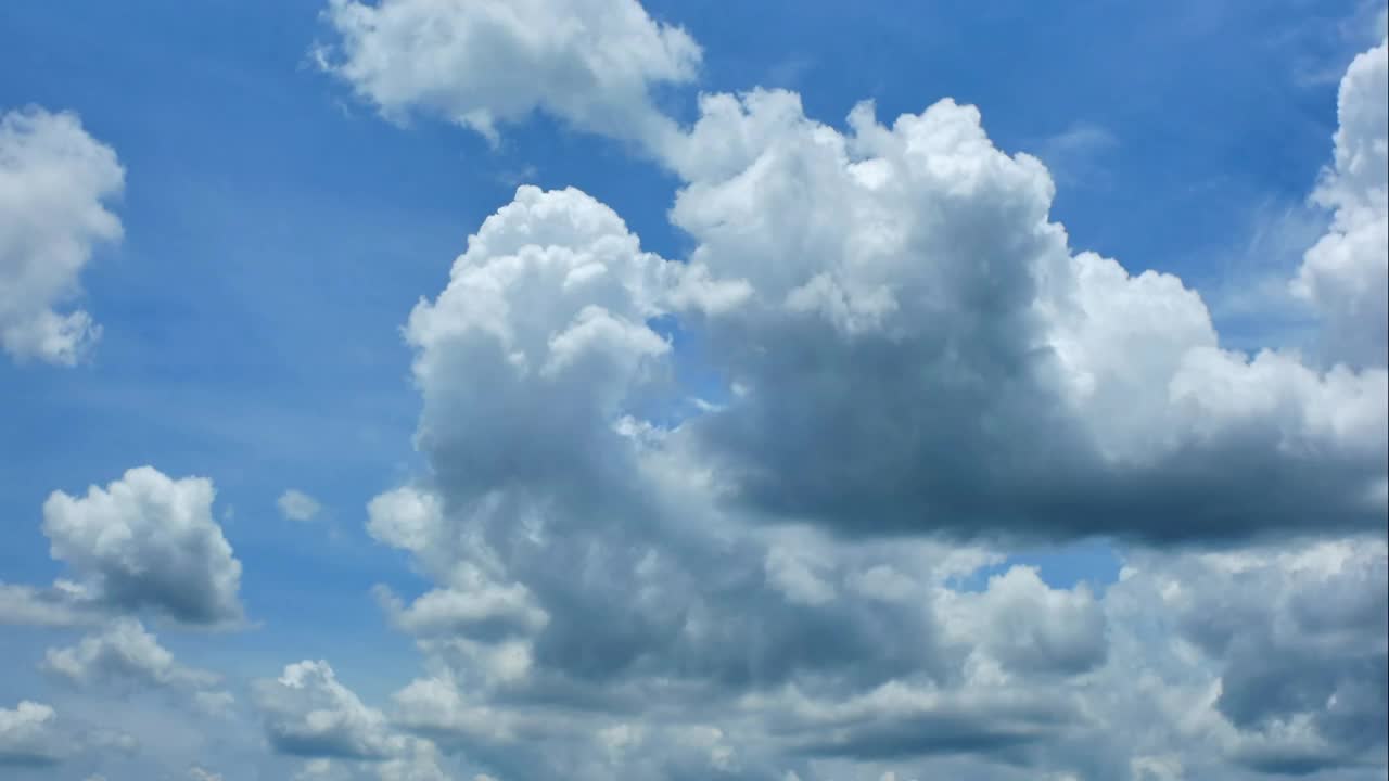 夏日蔚蓝的天空，白色的积云视频素材