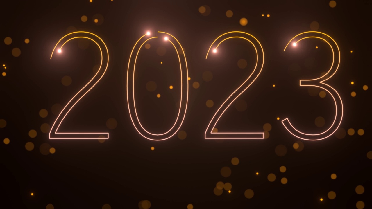 色彩斑斓的铭文2023。新年的视频。视频素材