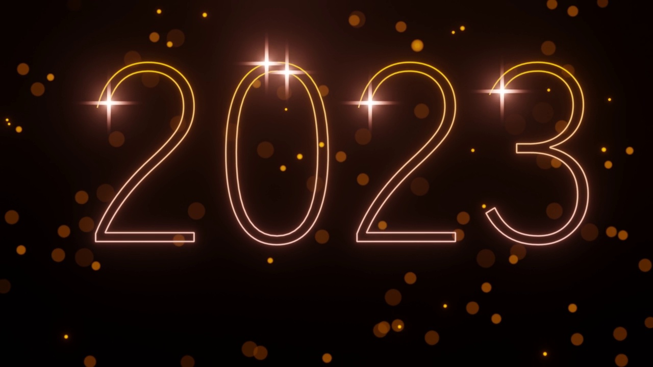 色彩斑斓的铭文2023。新年的视频。视频素材