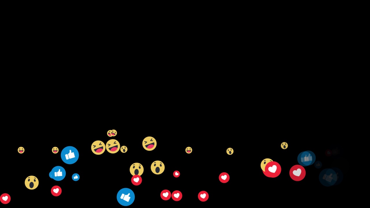 社交媒体直播。比如，心形和其他用于直播视频聊天的表情符号。透明视频，带Alpha频道，4K。视频素材