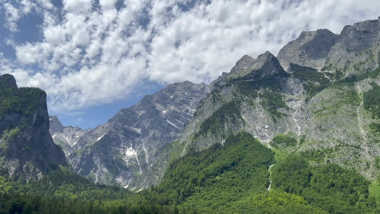 树木和雪山的风景视频素材