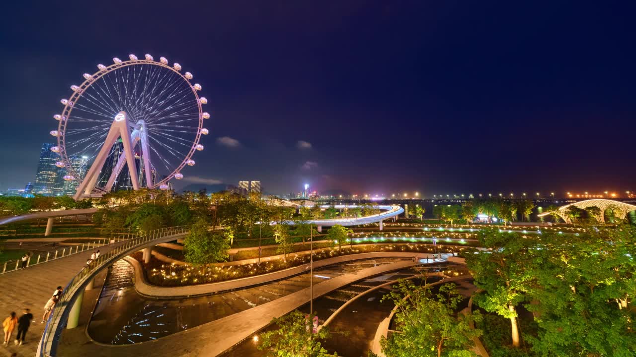 深圳华侨城OH BAY零售园，夜晚时光流逝视频素材