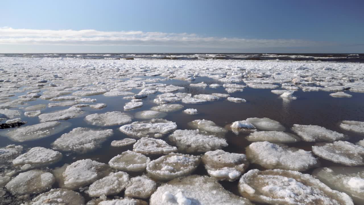 春天波罗的海沿岸的冰视频素材