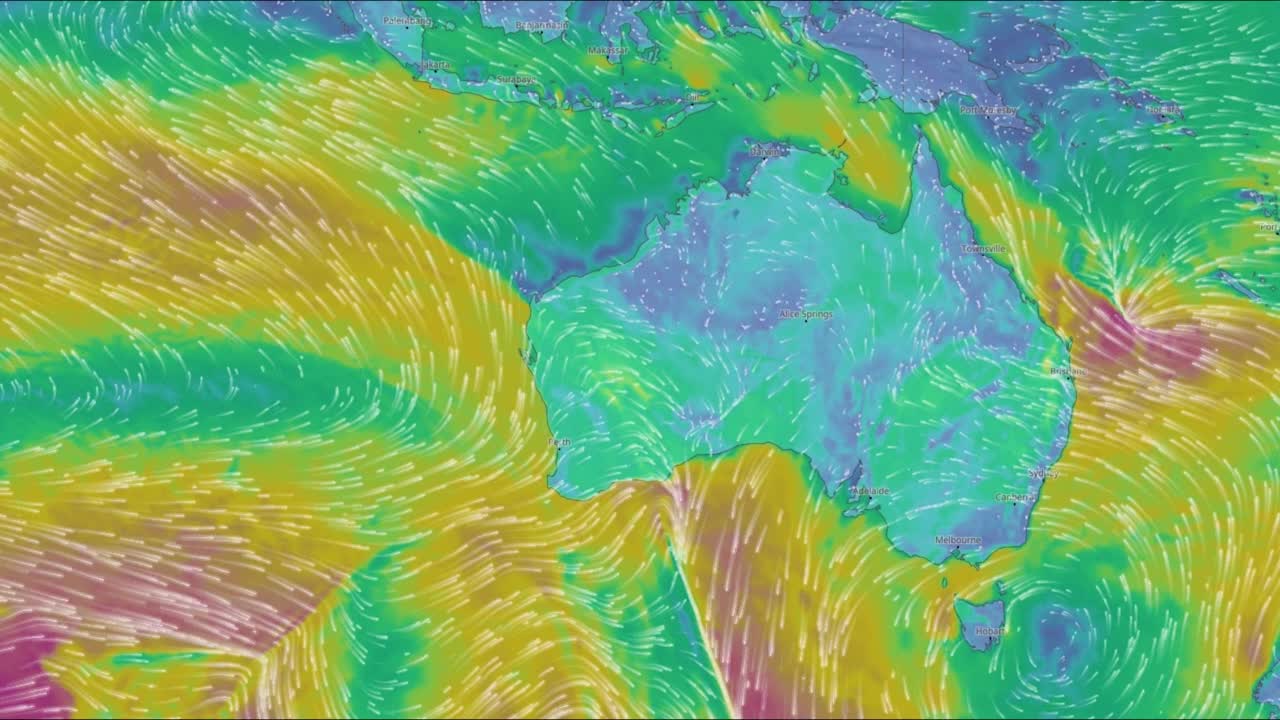 气流方向图。澳大利亚大陆视频素材