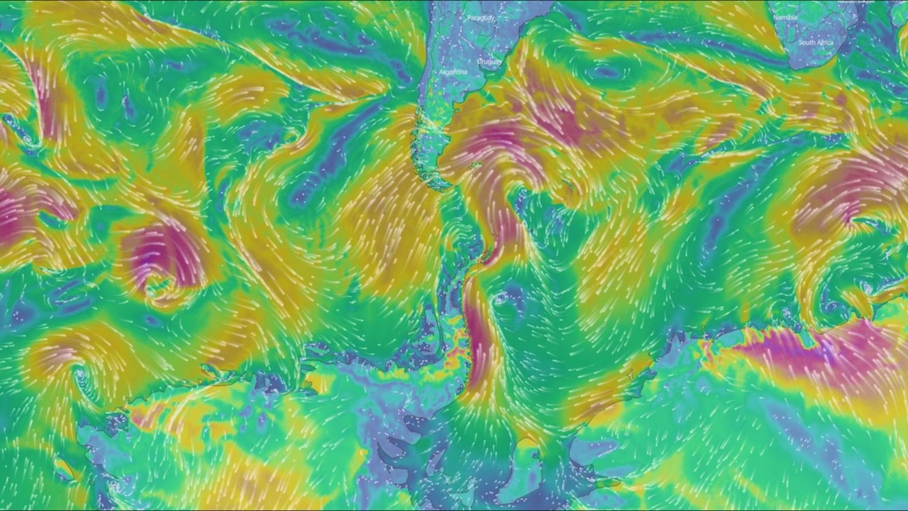 气流方向图。海洋和大陆视频素材