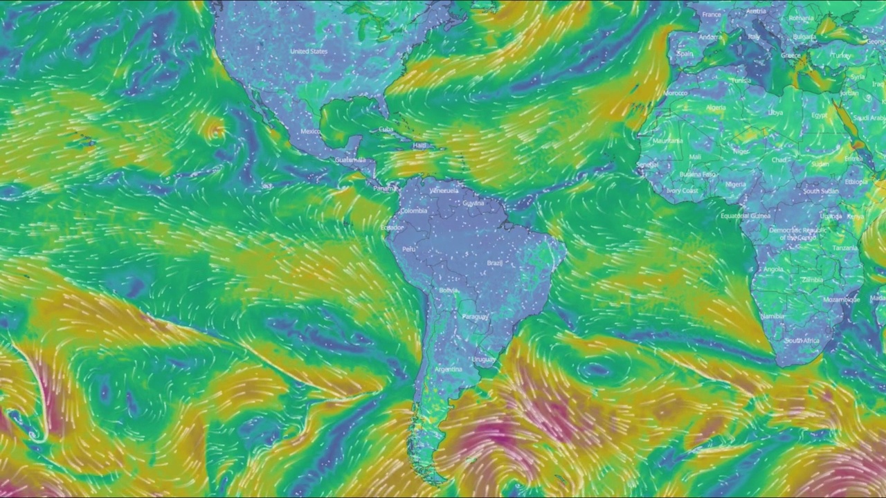 美洲大陆的风向图视频素材