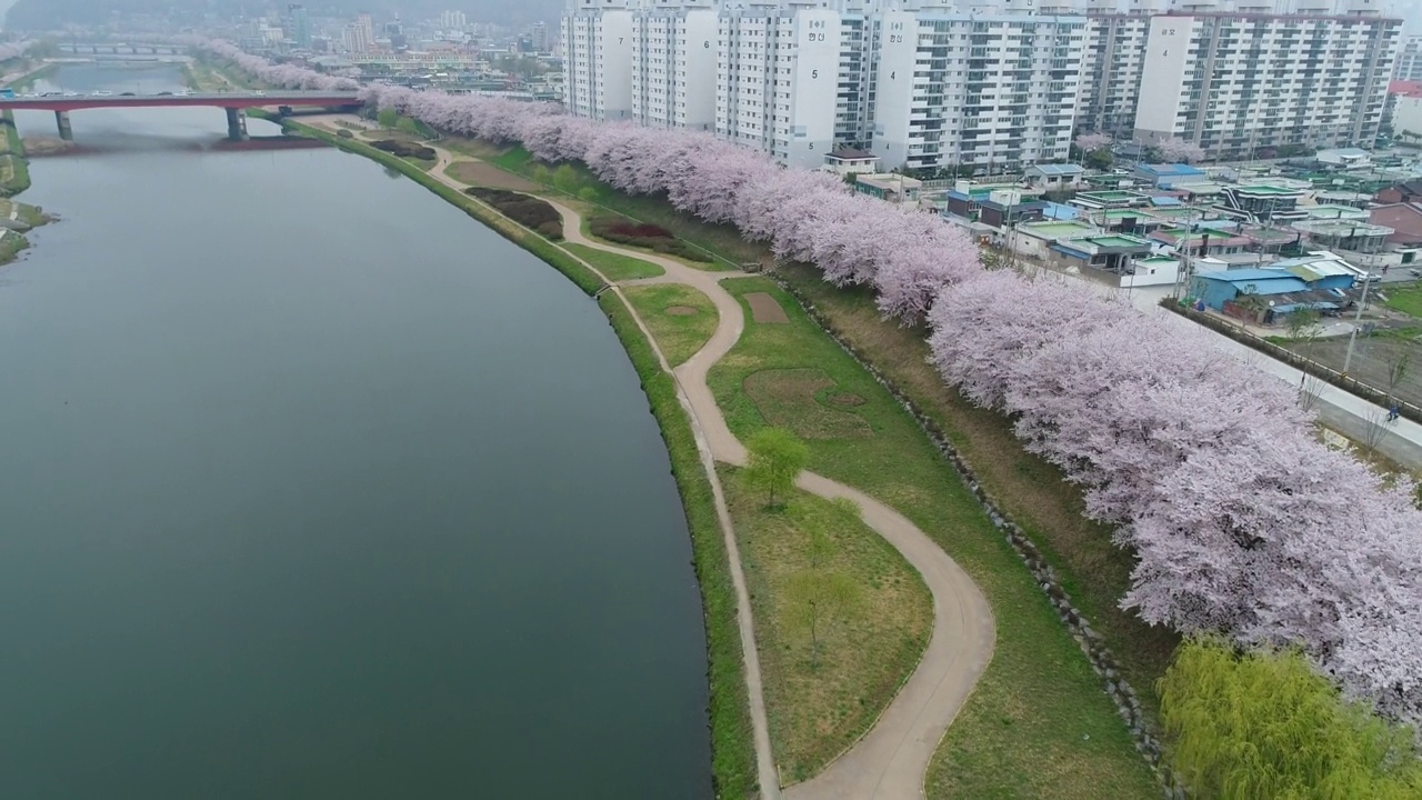 韩国全罗南道顺川市丰德区东川溪附近的长廊和整个村庄视频素材