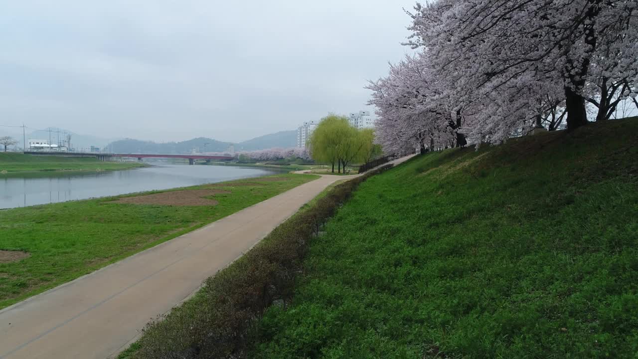 韩国全罗南道顺川市丰德区东川溪附近的长廊和整个村庄视频素材