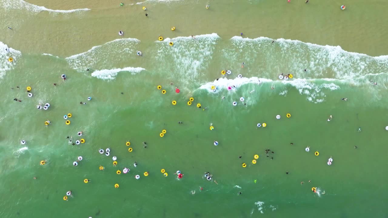 夏季海云台沙滩鸟瞰图视频素材