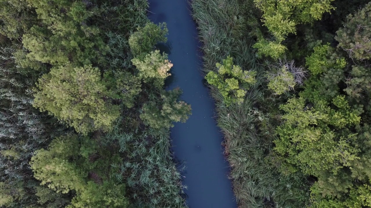 独木舟上的河流无人机视图，Akyaka土耳其视频素材